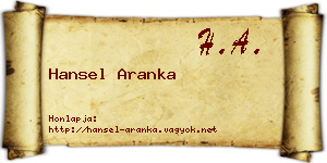 Hansel Aranka névjegykártya
